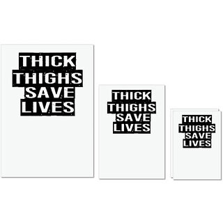                       UDNAG Untearable Waterproof Stickers 155GSM 'Save life | thick thighs save lives' A4 x 1pc, A5 x 1pc & A6 x 2pc                                              