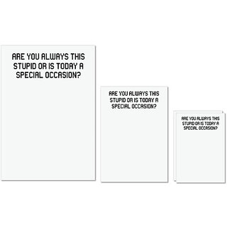                       UDNAG Untearable Waterproof Stickers 155GSM '| are you always this stupid' A4 x 1pc, A5 x 1pc & A6 x 2pc                                              