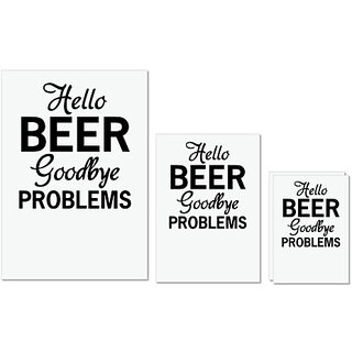                       UDNAG Untearable Waterproof Stickers 155GSM 'Beer | hello beer goodbye' A4 x 1pc, A5 x 1pc & A6 x 2pc                                              