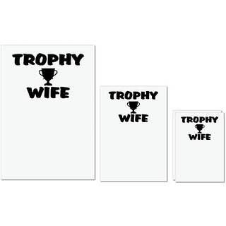                       UDNAG Untearable Waterproof Stickers 155GSM 'Wife | trophy wife' A4 x 1pc, A5 x 1pc & A6 x 2pc                                              