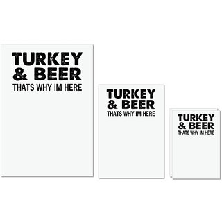                       UDNAG Untearable Waterproof Stickers 155GSM 'Beer | turkey & beer' A4 x 1pc, A5 x 1pc & A6 x 2pc                                              