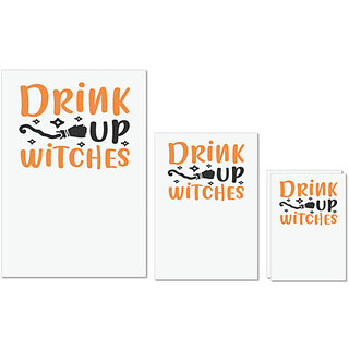                       UDNAG Untearable Waterproof Stickers 155GSM 'Witches | drink up witches' A4 x 1pc, A5 x 1pc & A6 x 2pc                                              