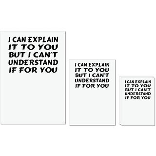                       UDNAG Untearable Waterproof Stickers 155GSM 'Understand explain | i can explain it to you' A4 x 1pc, A5 x 1pc & A6 x 2pc                                              