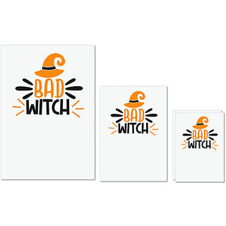                       UDNAG Untearable Waterproof Stickers 155GSM 'Halloween | bad witch' A4 x 1pc, A5 x 1pc & A6 x 2pc                                              