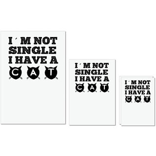 UDNAG Untearable Waterproof Stickers 155GSM 'Cat | i'm not a single' A4 x 1pc, A5 x 1pc & A6 x 2pc UDNAG Untearable Waterproof Stickers 155GSM 'Cat | i'm not a single' A4 x 1pc, A5 x 1pc & A6 x 2pc