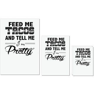                       UDNAG Untearable Waterproof Stickers 155GSM 'Pretty | feed me tacos' A4 x 1pc, A5 x 1pc & A6 x 2pc                                              