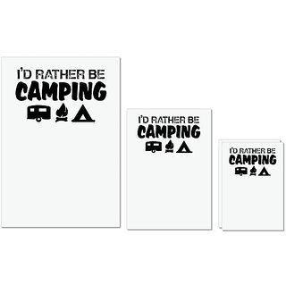                       UDNAG Untearable Waterproof Stickers 155GSM 'Camping | i'd rather be' A4 x 1pc, A5 x 1pc & A6 x 2pc                                              
