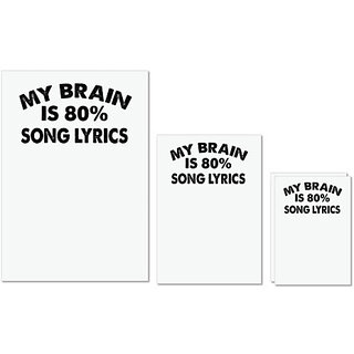 UDNAG Untearable Waterproof Stickers 155GSM 'Music | my brain is 80%' A4 x 1pc, A5 x 1pc & A6 x 2pc UDNAG Untearable Waterproof Stickers 155GSM 'Music | my brain is 80%' A4 x 1pc, A5 x 1pc & A6 x 2pc