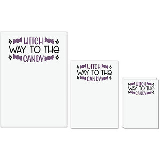                       UDNAG Untearable Waterproof Stickers 155GSM 'Halloween | Witch Way to the candy copy' A4 x 1pc, A5 x 1pc & A6 x 2pc                                              