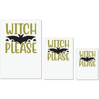                       UDNAG Untearable Waterproof Stickers 155GSM 'Halloween | Witch Please copy' A4 x 1pc, A5 x 1pc & A6 x 2pc                                              