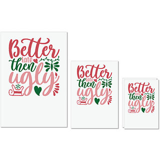                       UDNAG Untearable Waterproof Stickers 155GSM 'Christmas | better late then ugly' A4 x 1pc, A5 x 1pc & A6 x 2pc                                              
