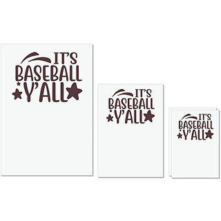                       UDNAG Untearable Waterproof Stickers 155GSM 'Baseball | it's baseball y'all' A4 x 1pc, A5 x 1pc & A6 x 2pc                                              