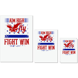                       UDNAG Untearable Waterproof Stickers 155GSM 'Airforce | Aim High. FlyFightWin' A4 x 1pc, A5 x 1pc & A6 x 2pc                                              
