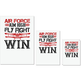                       UDNAG Untearable Waterproof Stickers 155GSM 'Airforce | air force aim high fly fight win' A4 x 1pc, A5 x 1pc & A6 x 2pc                                              