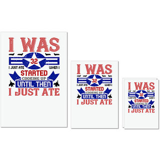                       UDNAG Untearable Waterproof Stickers 155GSM 'Airforce | i was 3 i just ate when i started' A4 x 1pc, A5 x 1pc & A6 x 2pc                                              