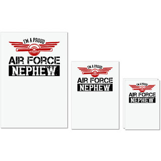                       UDNAG Untearable Waterproof Stickers 155GSM 'Airforce | im a proud air force nephew' A4 x 1pc, A5 x 1pc & A6 x 2pc                                              