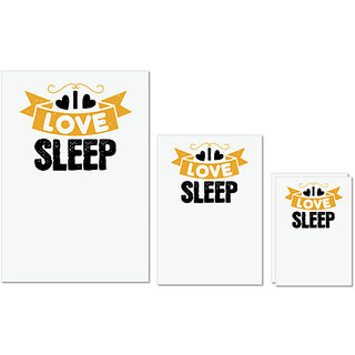                       UDNAG Untearable Waterproof Stickers 155GSM 'Sleeping | I love sleep' A4 x 1pc, A5 x 1pc & A6 x 2pc                                              