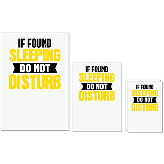                       UDNAG Untearable Waterproof Stickers 155GSM 'Sleeping | if found sleeping do not disturb' A4 x 1pc, A5 x 1pc & A6 x 2pc                                              