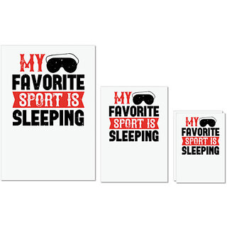                       UDNAG Untearable Waterproof Stickers 155GSM 'Sleeping | My favorite sport is sleeping' A4 x 1pc, A5 x 1pc & A6 x 2pc                                              