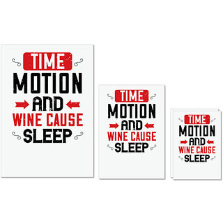                       UDNAG Untearable Waterproof Stickers 155GSM 'Sleeping | Time, motion and wine cause sleep' A4 x 1pc, A5 x 1pc & A6 x 2pc                                              