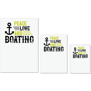                       UDNAG Untearable Waterproof Stickers 155GSM 'Boating | Peace, Love, and Boating' A4 x 1pc, A5 x 1pc & A6 x 2pc                                              