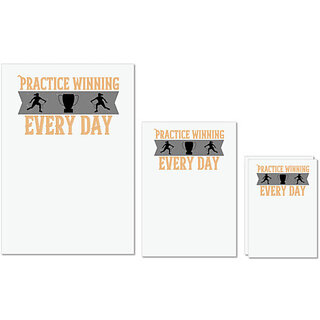                       UDNAG Untearable Waterproof Stickers 155GSM 'Badminton | Practice winning every day' A4 x 1pc, A5 x 1pc & A6 x 2pc                                              