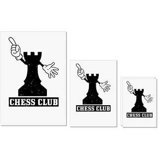                      UDNAG Untearable Waterproof Stickers 155GSM 'Chess | CHESS CLUB' A4 x 1pc, A5 x 1pc & A6 x 2pc                                              