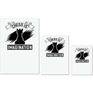                       UDNAG Untearable Waterproof Stickers 155GSM 'Chess | Chess is imagination' A4 x 1pc, A5 x 1pc & A6 x 2pc                                              