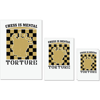                       UDNAG Untearable Waterproof Stickers 155GSM 'Chess | Chess is mental torture' A4 x 1pc, A5 x 1pc & A6 x 2pc                                              