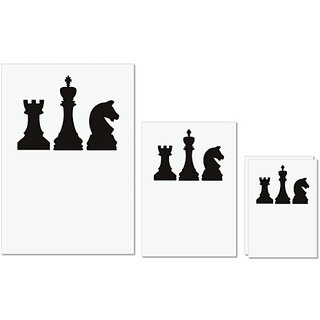                      UDNAG Untearable Waterproof Stickers 155GSM 'Chess | Chess pieces 4' A4 x 1pc, A5 x 1pc & A6 x 2pc                                              