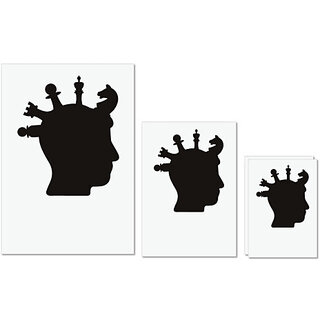                       UDNAG Untearable Waterproof Stickers 155GSM 'Chess | Chess pieces 9' A4 x 1pc, A5 x 1pc & A6 x 2pc                                              