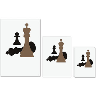                       UDNAG Untearable Waterproof Stickers 155GSM 'Chess | Chess pieces' A4 x 1pc, A5 x 1pc & A6 x 2pc                                              