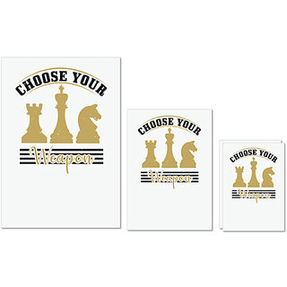                       UDNAG Untearable Waterproof Stickers 155GSM 'Chess | CHOOSE YOUR Weapon' A4 x 1pc, A5 x 1pc & A6 x 2pc                                              