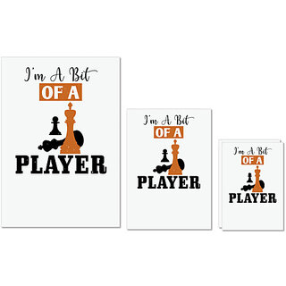                       UDNAG Untearable Waterproof Stickers 155GSM 'Chess | im a bit of a player' A4 x 1pc, A5 x 1pc & A6 x 2pc                                              