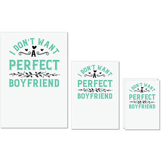                       UDNAG Untearable Waterproof Stickers 155GSM 'Couple | I dont want a perfect boyfriend' A4 x 1pc, A5 x 1pc & A6 x 2pc                                              