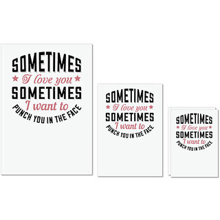                       UDNAG Untearable Waterproof Stickers 155GSM 'Couple | sometimes I love you sometimes' A4 x 1pc, A5 x 1pc & A6 x 2pc                                              