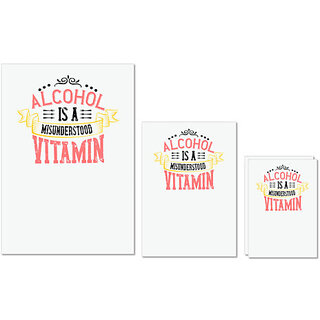                       UDNAG Untearable Waterproof Stickers 155GSM 'Cooking | Alcohol is a misunderstood vitamin' A4 x 1pc, A5 x 1pc & A6 x 2pc                                              