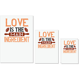                       UDNAG Untearable Waterproof Stickers 155GSM 'Cooking | love is the main ingredient' A4 x 1pc, A5 x 1pc & A6 x 2pc                                              