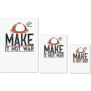                       UDNAG Untearable Waterproof Stickers 155GSM 'Cooking | make it not war' A4 x 1pc, A5 x 1pc & A6 x 2pc                                              