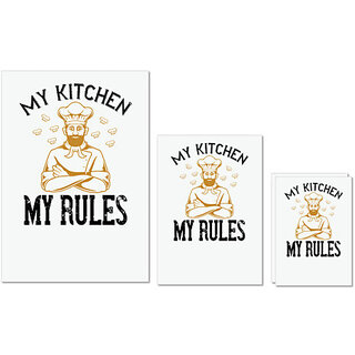                       UDNAG Untearable Waterproof Stickers 155GSM 'Cooking | my kitchen my rules' A4 x 1pc, A5 x 1pc & A6 x 2pc                                              