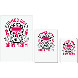                       UDNAG Untearable Waterproof Stickers 155GSM 'Dart | Armed and Hammered dart team' A4 x 1pc, A5 x 1pc & A6 x 2pc                                              