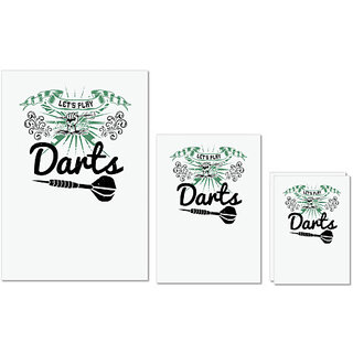                       UDNAG Untearable Waterproof Stickers 155GSM 'Dart | Let's play darts' A4 x 1pc, A5 x 1pc & A6 x 2pc                                              