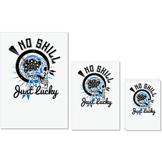                       UDNAG Untearable Waterproof Stickers 155GSM 'Dart | No skill Just Lucky' A4 x 1pc, A5 x 1pc & A6 x 2pc                                              