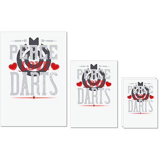                       UDNAG Untearable Waterproof Stickers 155GSM 'Dart | Peace Love Darts' A4 x 1pc, A5 x 1pc & A6 x 2pc                                              