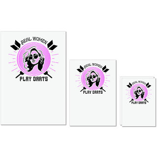                       UDNAG Untearable Waterproof Stickers 155GSM 'Dart | Real women play darts' A4 x 1pc, A5 x 1pc & A6 x 2pc                                              