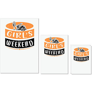                       UDNAG Untearable Waterproof Stickers 155GSM 'Girls trip | girls weekend' A4 x 1pc, A5 x 1pc & A6 x 2pc                                              