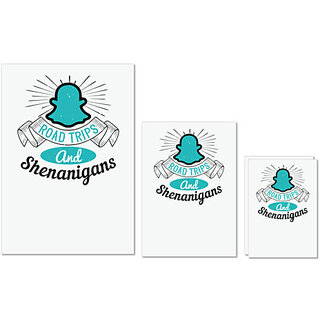                       UDNAG Untearable Waterproof Stickers 155GSM 'Girls trip | road trips and shenanigans' A4 x 1pc, A5 x 1pc & A6 x 2pc                                              