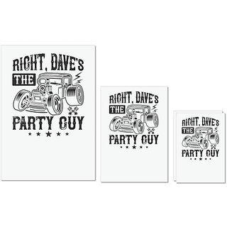                       UDNAG Untearable Waterproof Stickers 155GSM 'Hot Rod Car | Right, Dave's the party guy' A4 x 1pc, A5 x 1pc & A6 x 2pc                                              