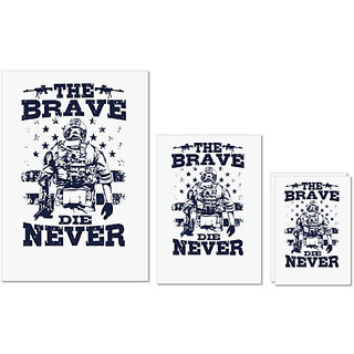                       UDNAG Untearable Waterproof Stickers 155GSM 'Military | The brave die never2' A4 x 1pc, A5 x 1pc & A6 x 2pc                                              
