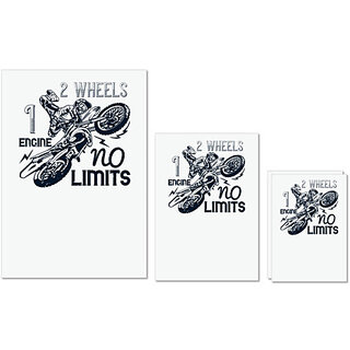                       UDNAG Untearable Waterproof Stickers 155GSM 'Motor Cycle | 2 wheels, 1 engine, no limits' A4 x 1pc, A5 x 1pc & A6 x 2pc                                              